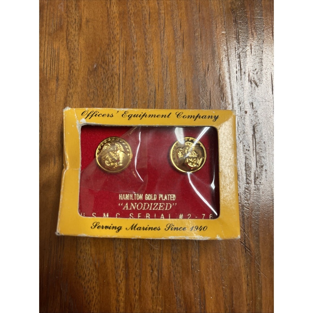 USMC Marines Officers Equipment Company Buttons Hamilton Gold Plated Anodized